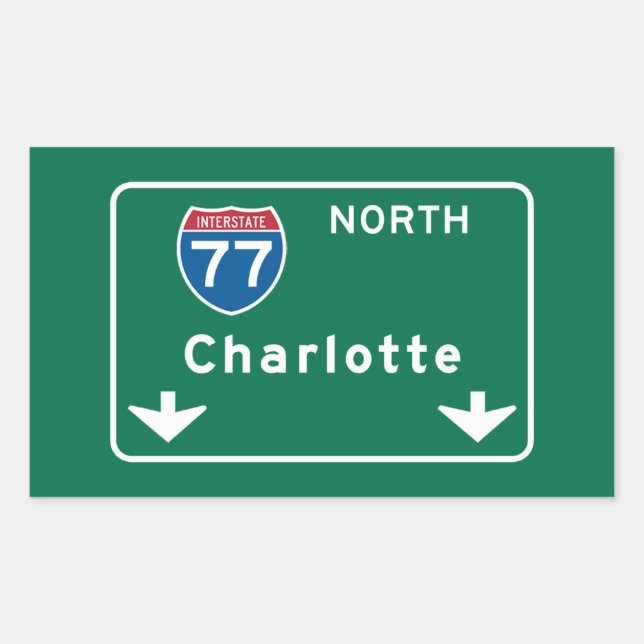 Charlotte, NC Road Sign Sticker (Front)