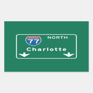 Charlotte, NC Road Sign Sticker