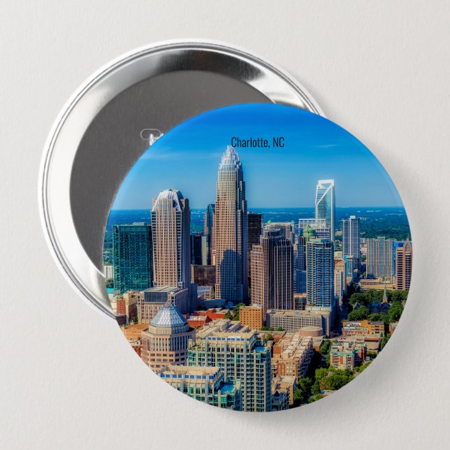 Charlotte, NC skyline photograph 4 Inch Round Button (Front & Back)