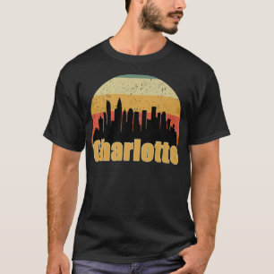 Charlotte NC Skyline Silhouette Sunset I Love Char T-Shirt