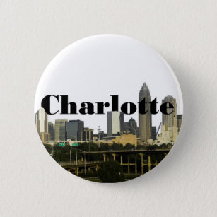 Charlotte NC Skyline with Charlotte in the Sky 2 Inch Round Button