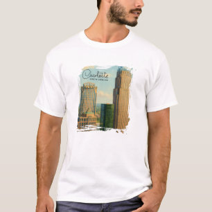 Charlotte NC Watercolor Skyline Travel T-Shirt