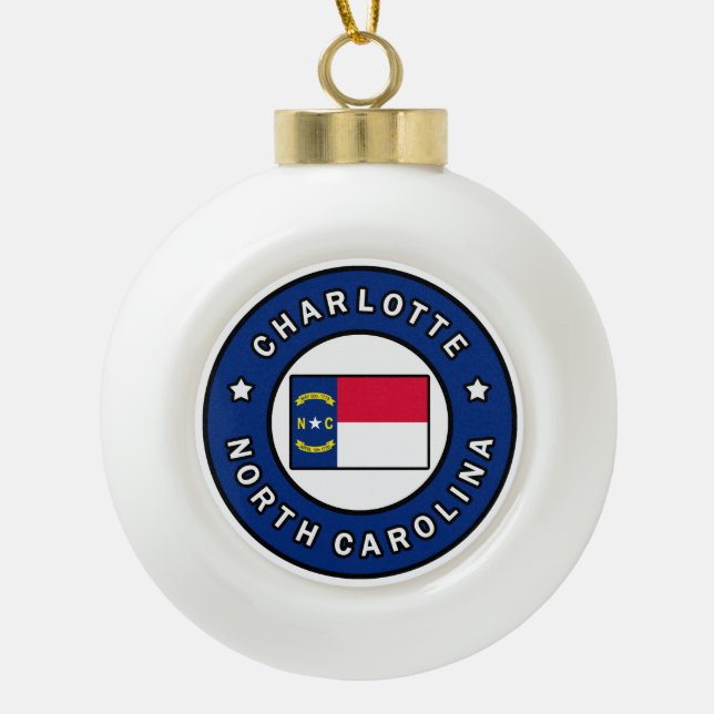 Charlotte North Carolina Ceramic Ball Christmas Ornament (Front)