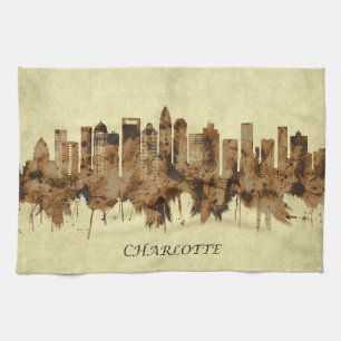 Charlotte North Carolina Cityscape Kitchen Towel