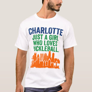 Charlotte North Carolina Female Pickleball Player T-Shirt
