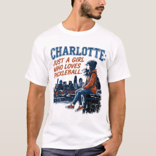 Charlotte North Carolina Girl Loves Pickleball T-Shirt