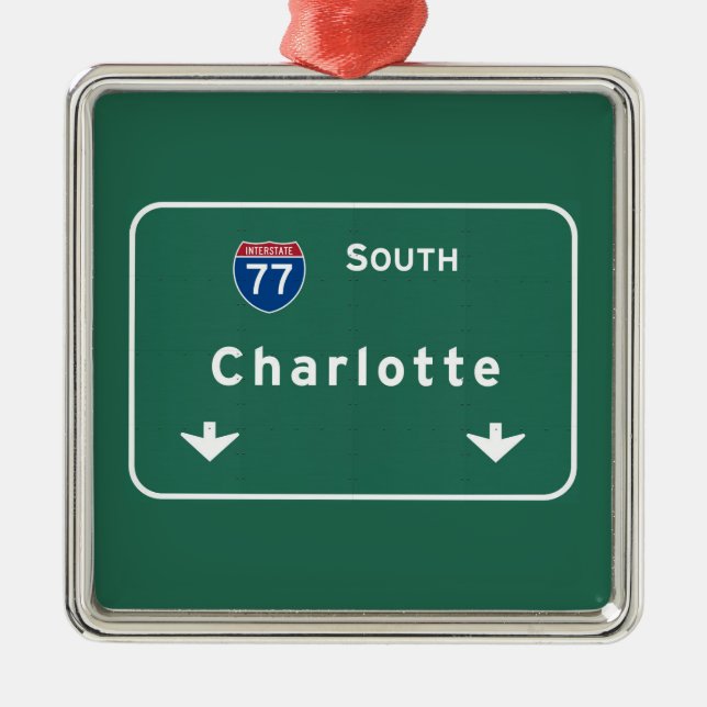 Charlotte North Carolina nc Interstate Highway : Metal Ornament (Front)