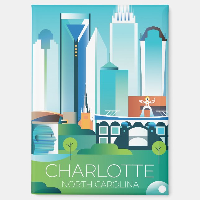Charlotte, North Carolina Refrigerator Magnet (Front)