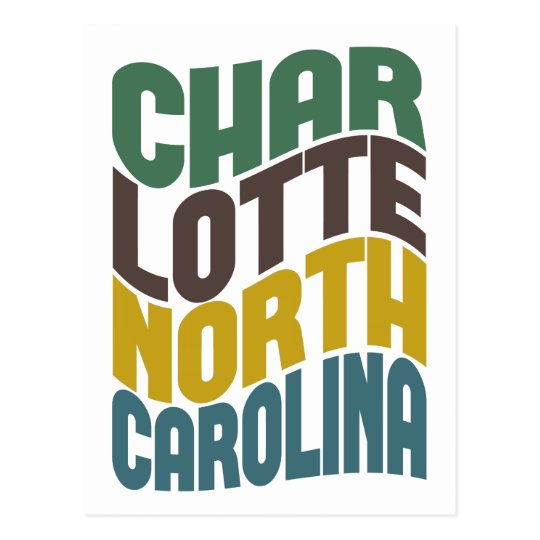Charlotte North Carolina Retro Wave Postcard