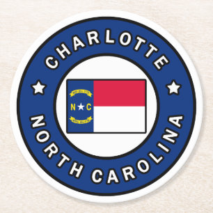 Charlotte North Carolina Round Paper Coaster