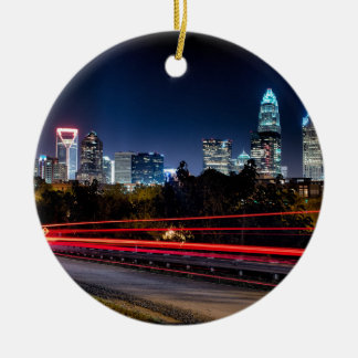 charlotte north carolina skyline evening ceramic ornament