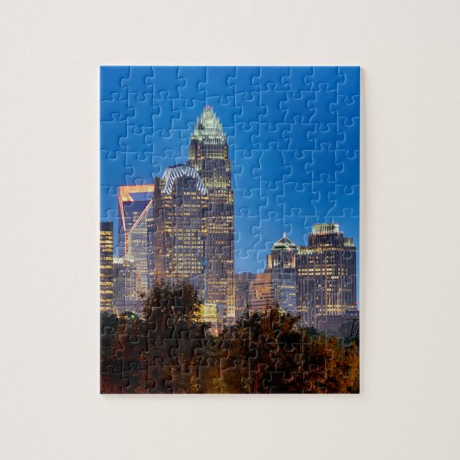charlotte north carolina skyline evening jigsaw puzzle (Vertical)