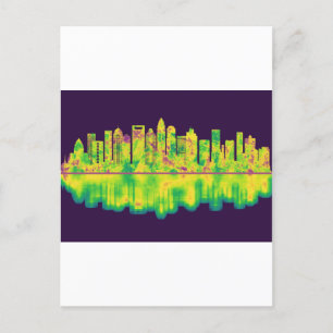 Charlotte North Carolina Skyline Holiday Postcard