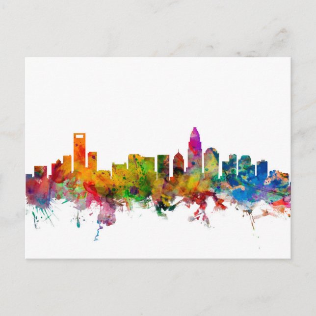 Charlotte North Carolina Skyline Postcard (Front)