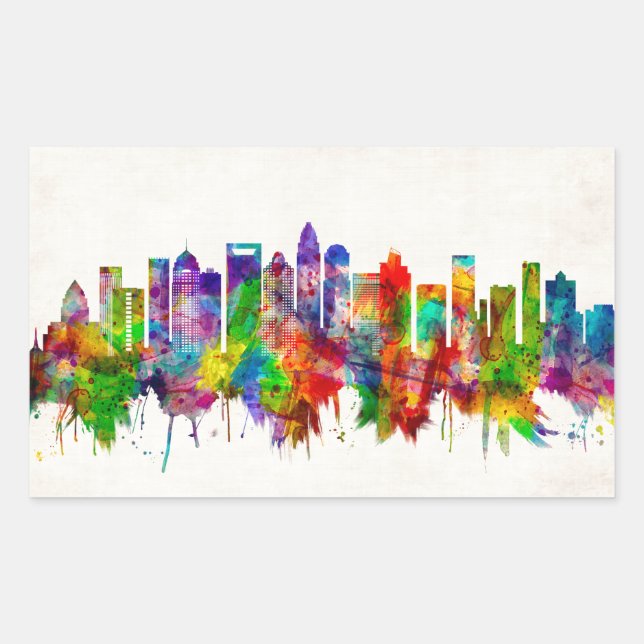 Charlotte North Carolina Skyline Sticker (Front)