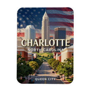 Charlotte North Carolina Skyline Travel Magnet