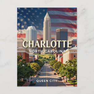 Charlotte North Carolina Skyline Travel Postcard