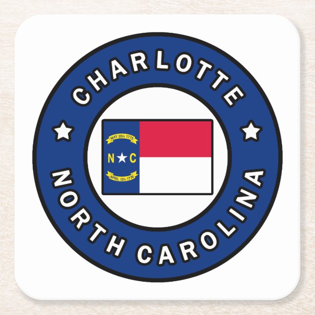Charlotte North Carolina Square Paper Coaster (Front)