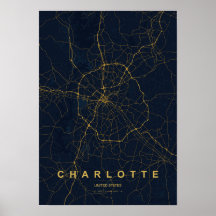 Charlotte North Carolina Stylized Map Print | Mode