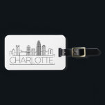 Charlotte, North Carolina Stylized Skyline  Luggage Tag<br><div class="desc">A unique luggage tag representing the beautiful city of Charlotte,  North Carolina.  This tag features a stylized illustration of the city's unique skyline with its name underneath.</div>