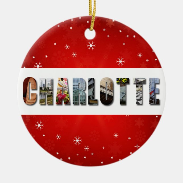 Charlotte North Carolina Travel Photos Christmas Ceramic Ornament (Front)
