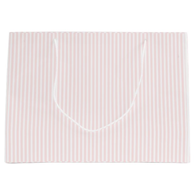 Charlotte Pink and White Stripes Baby Pink Large Gift Bag (Front)