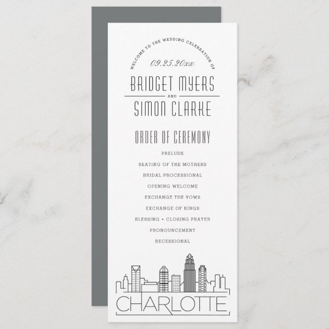 Charlotte | Programme moderne de mariage Déco (Devant / Derrière)