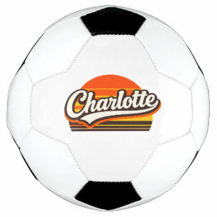 Charlotte Retro Sunset Personalized Name Design Soccer Ball