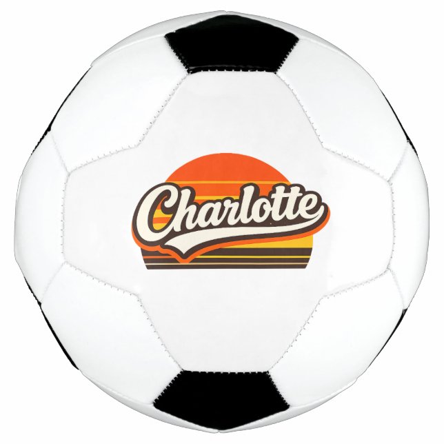 Charlotte Retro Sunset Personalized Name Design Soccer Ball (Front)