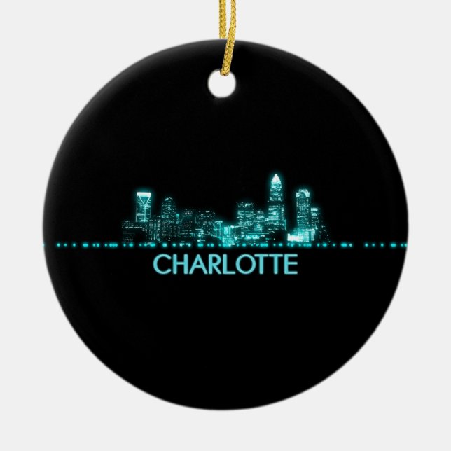 Charlotte Skyline Ceramic Ornament (Front)