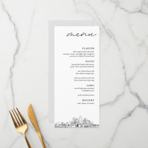 Charlotte Skyline Modern Wedding Dinner Menu