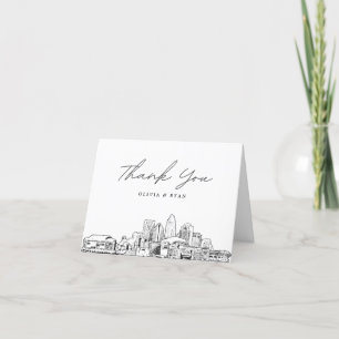Charlotte Skyline Sketch Blank Thank You Card