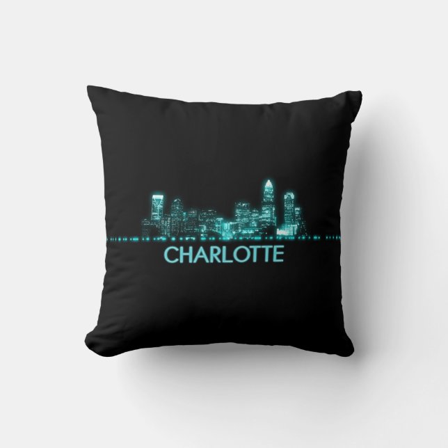 Charlotte Skyline Throw Pillow (Front)