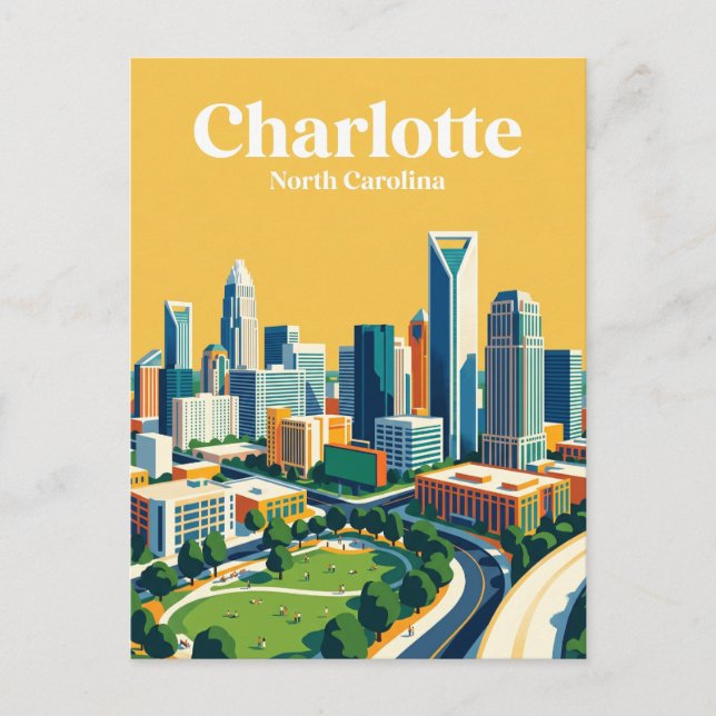 Charlotte Skyline USA Postcard (Front)