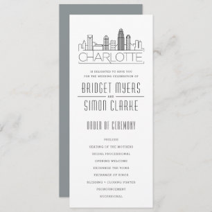 Charlotte Stylized Skyline   Wedding Program