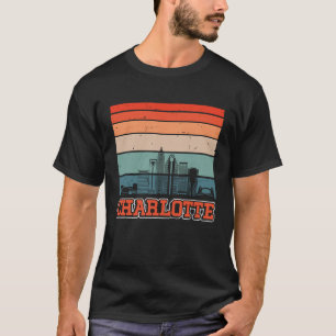 Charlotte USA Retro Vintage Sunset Skyline Charlot T-Shirt
