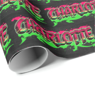 Charlotte Vorname Name Graffiti red green Wrapping Paper