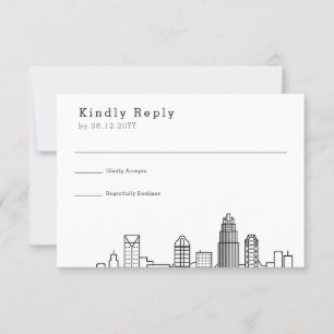 Charlotte Wedding   Stylized Skyline RSVP Card