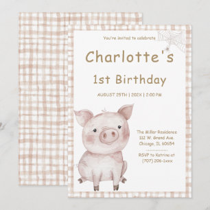 Charlotte's Web Birthday Party  Invitation