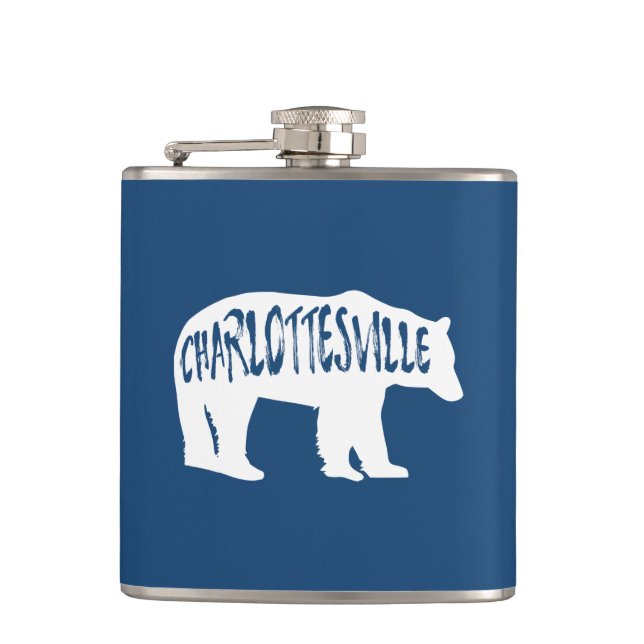 Charlottesville Virginia Bear Hip Flask (Front)
