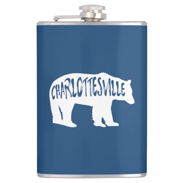 Charlottesville Virginia Bear Hip Flask (Front)