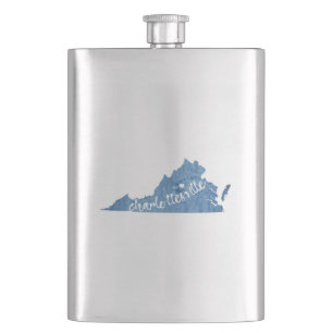 Charlottesville Virginia Wood Plaque Hip Flask