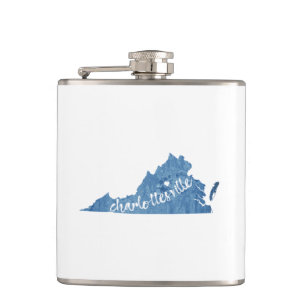 Charlottesville Virginia Wood Plaque Hip Flask