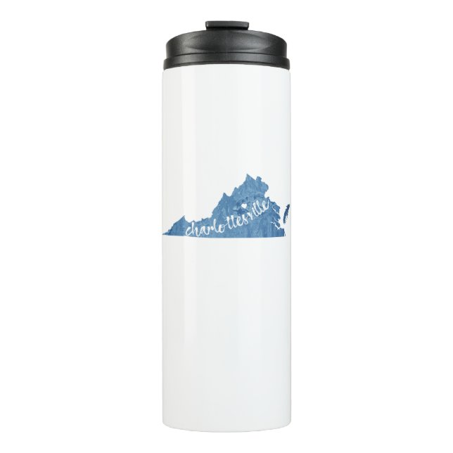 Charlottesville Virginia Wood Plaque Thermal Tumbler (Front)