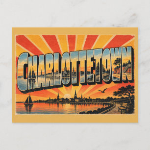 Charlottetown PEI Harbour Waterfront Park Art Postcard
