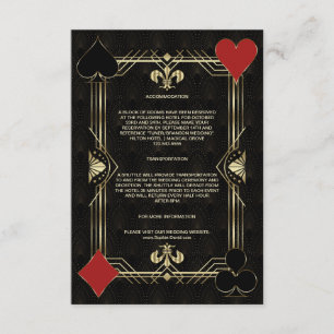 Charm Art Deco Casino Vegas Poker Wedding Details Enclosure Card
