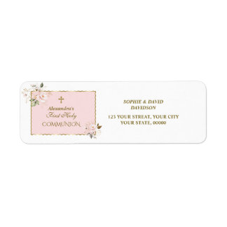 Charm Blush Pink Gold Floral Holy Communion