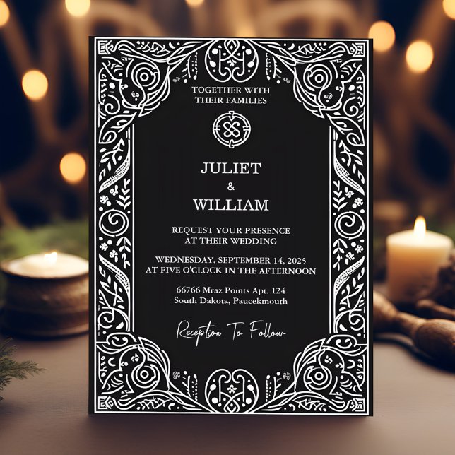 Charm Celtic Nordic Medieval Scroll Viking Wedding Magnetic Invitation (Creator Uploaded)