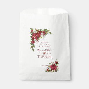 Charm Christmas Red White Poinsettia Frame Wedding Favour Bag