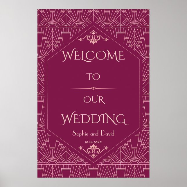Charm Cooper Great Gatsby Wedding Welcome Sign (Front)